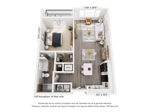 One Bedroom Ember Floorplan